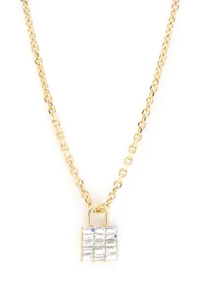 RHINESTONE LOCK PENDANT NECKLACE