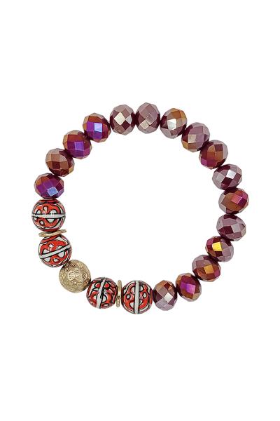 Ceramic Crystal Bead Stretch Bracelet