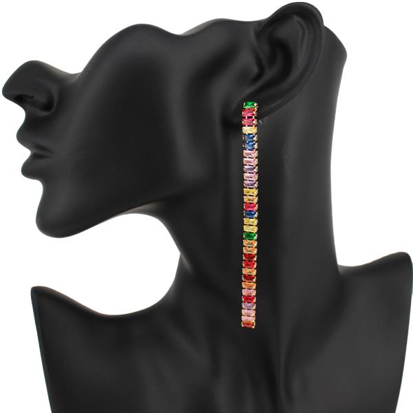 Pave Rhinestone Strand Earring