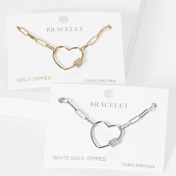 Gold Dipped Heart Oval Link Bracelet