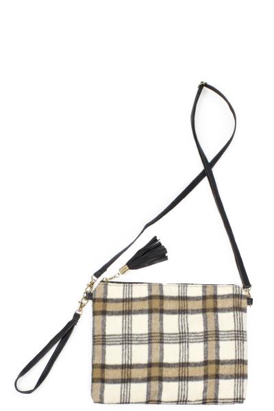 Plaid Print Crossbody Clutch Bag