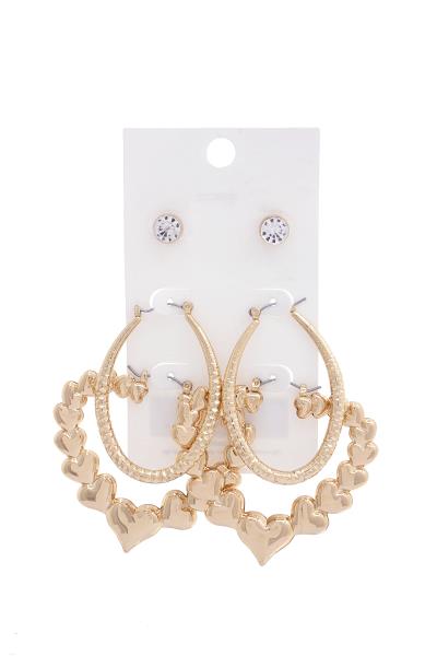 Heart Hoop Assorted Earring Set
