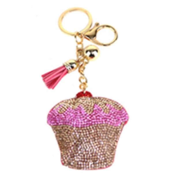 RHINESTONE CUPCAKE TASSEL KEY CHAIN