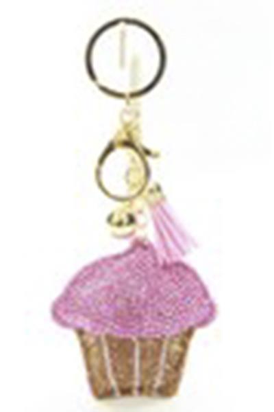 RHINESTONE CUPCAKE TASSEL KEY CHAIN