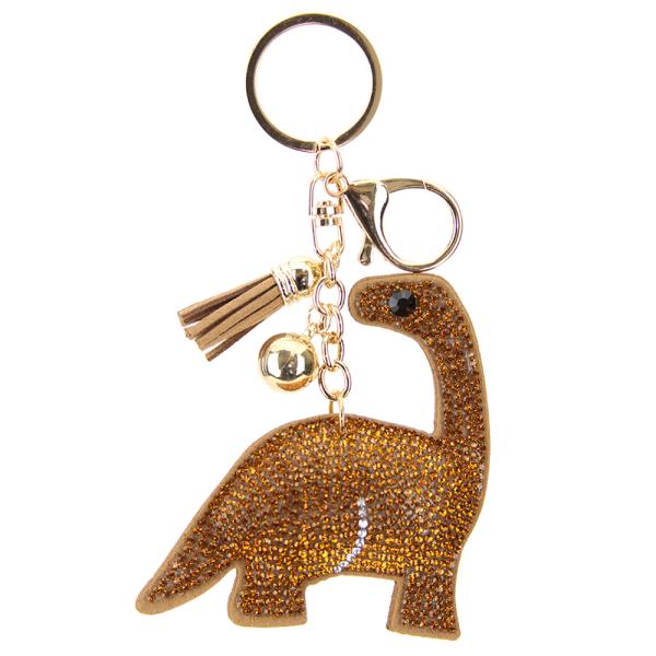 RHINESTONE DINOSAUR TASSEL KEY CHAIN