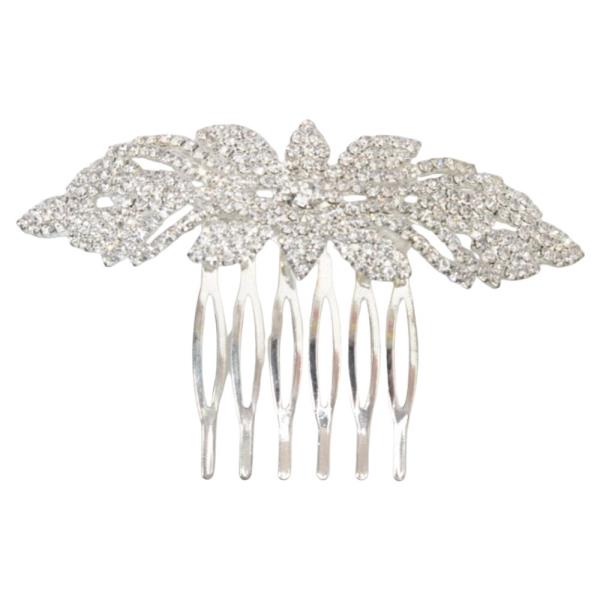 RHINESTONE LEAF SCROLL HAIR COMB
