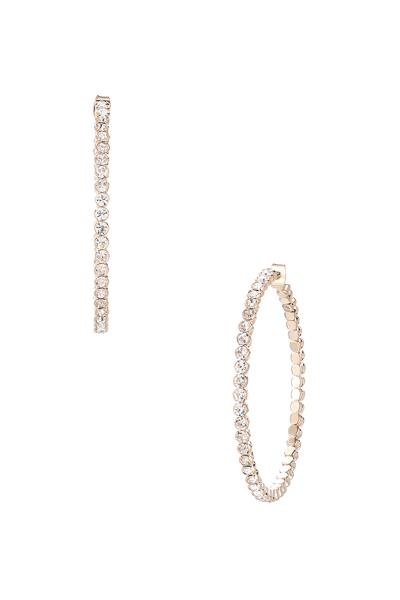 RHINESTONE 65MM ROUND STONE HOOP EARRING
