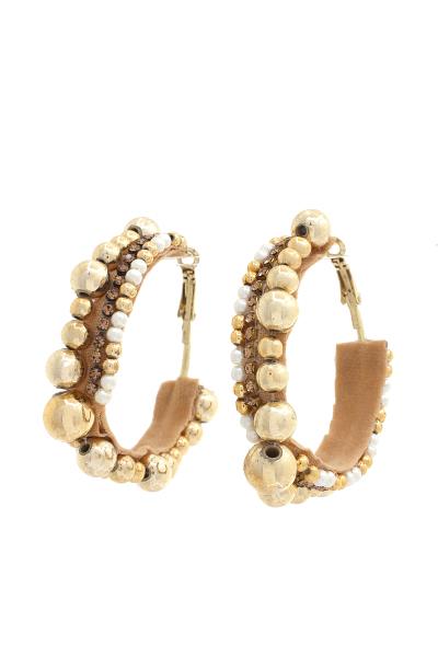 BEADED EDGE HOOP EARRING