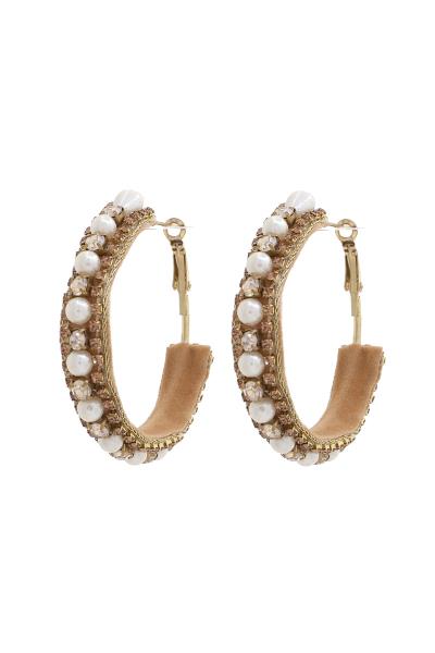 RHINESTONE PEARL EDGE HOOP EARRING