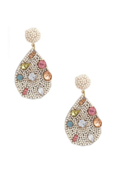 Bead Color Stone Tear Earring