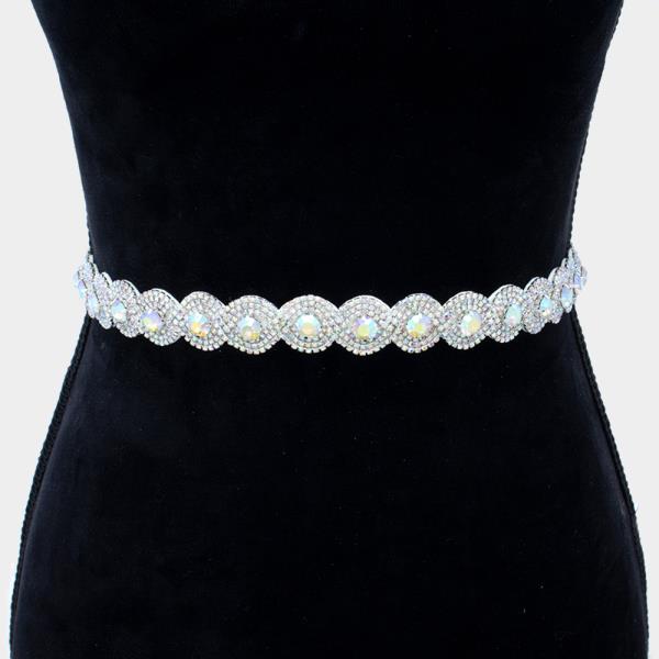 CIRCLE SWIRL RHINESTONE BELT AND HEADBAND