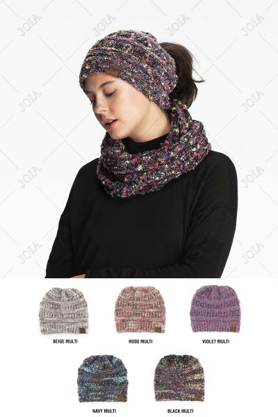 CC HAT POPCORN CONFETTI MESSY BUN BEANIES HAT