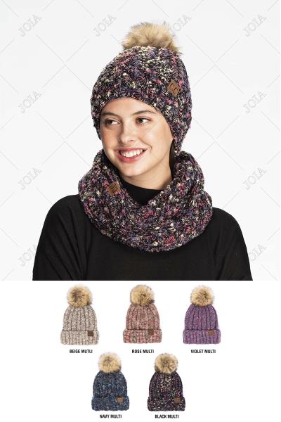 CC HAT POPCORN CONFETTI MESSY BEANIES WITH FAUX FUR POMCC HAT POPCORN CONFETTI MESSY BUN BEANIES HAT