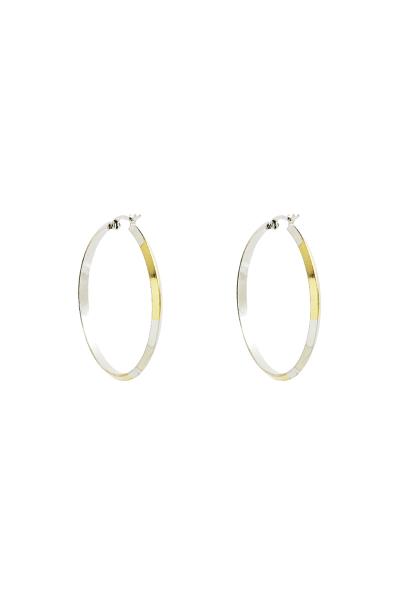 METAL TWO TONE CUT HOOP EARRING