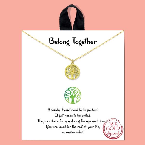 18K GOLD RHODIUM DIPPED BELONG TOGETHER PENDANT NECKLACE