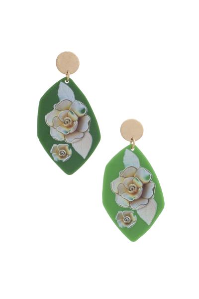 Geo Shape Flower Post Drop Earring