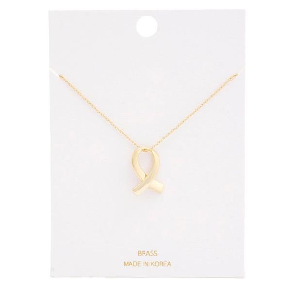 CANCER PINK RIBBON CHARM NECKLACE