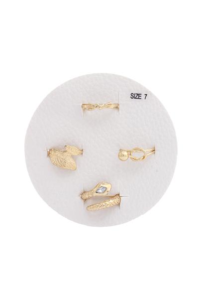 Snake Leaf Metal Ring Set