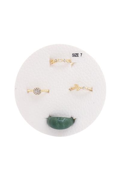 Dome Shape Metal Assorted Ring Set