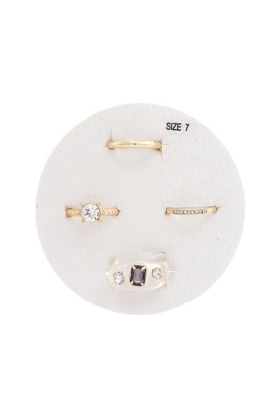 Rhinestone Dome Metal Ring Set