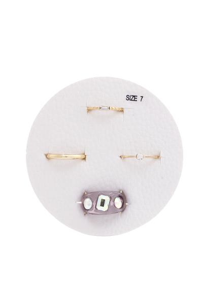 Clear Rhinestone Metal Assorted Ring Set