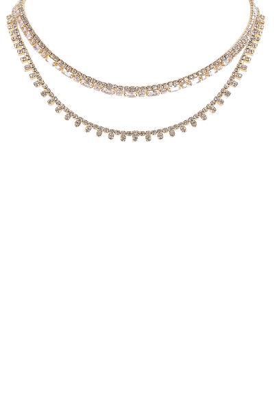 Rhinestone Cubic Zirconia 2 Choker Necklace