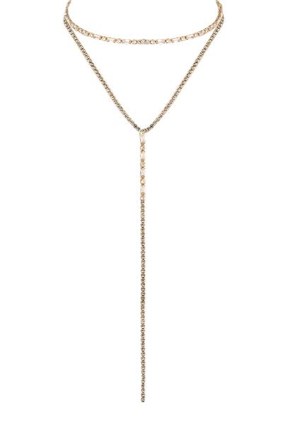 RHINESTONE CUBIC ZIRCONIA 2 CHOKER T COLLAR NECKLACE