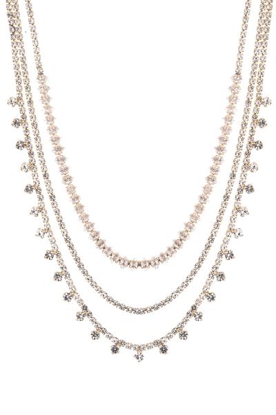 Rhinestone Cubic Zirconia 3 Layered Necklace