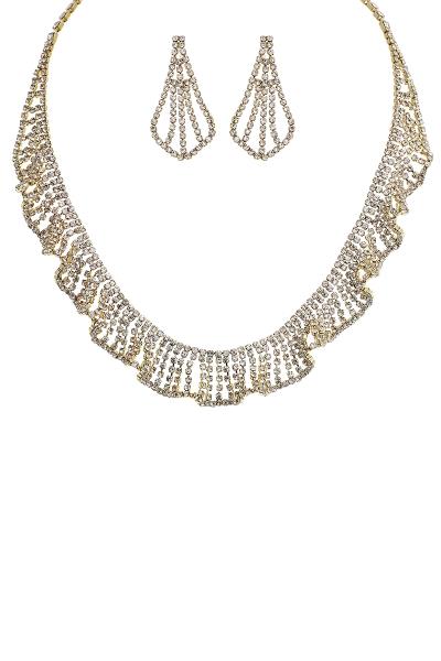 LACE RHINESTONE NECKLACE EARRING SET