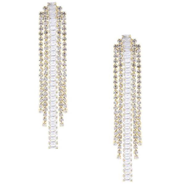 Cubic Zirconia Baguette Fringe Earring