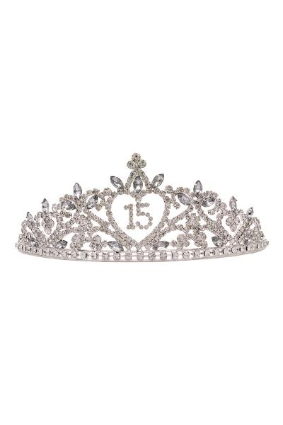 15 RHINESTONE CROWN BRIDAL TIARA