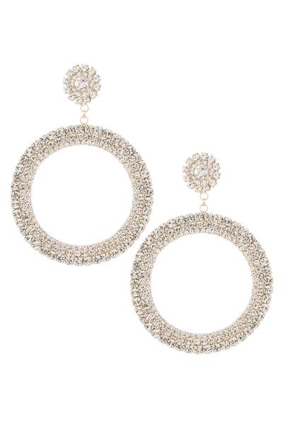 Round Rhinestone Dangle Earring