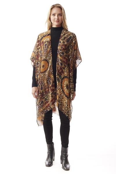 Pattern Mesh Kimono