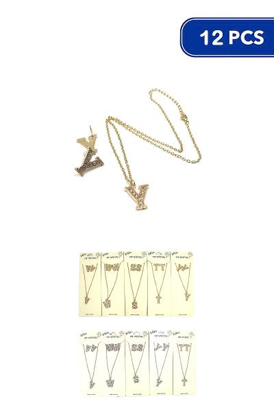 Rhinestone Mix4 Chain Choker Necklace (12 Units)