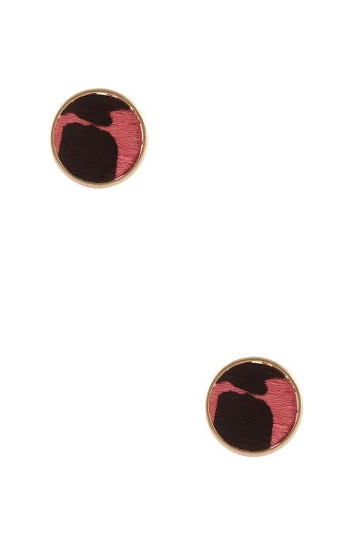 Circle Cow Haircalf Print Design Earring