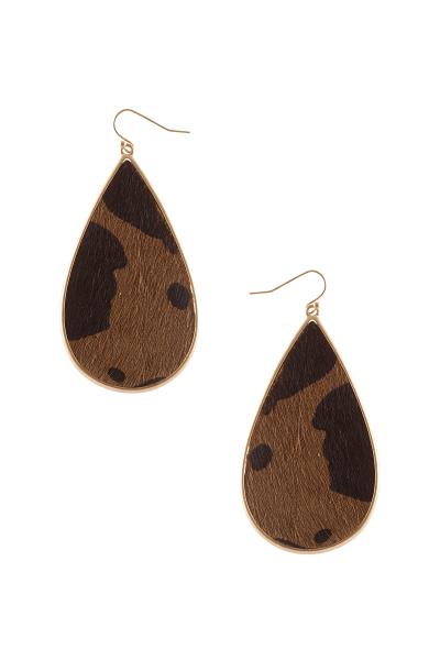 Haircalf Cow Print Tear Shape Earring