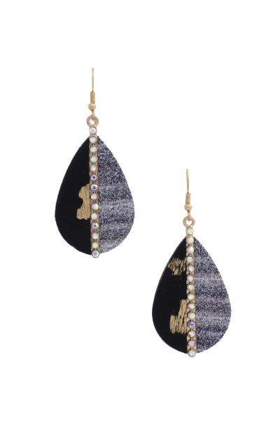 Small Genuine Leather Teardrop Earring