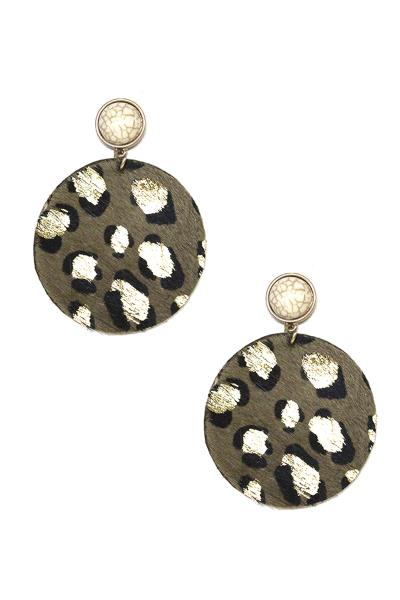 Haircalf Leopard Print Round Dangle Earring