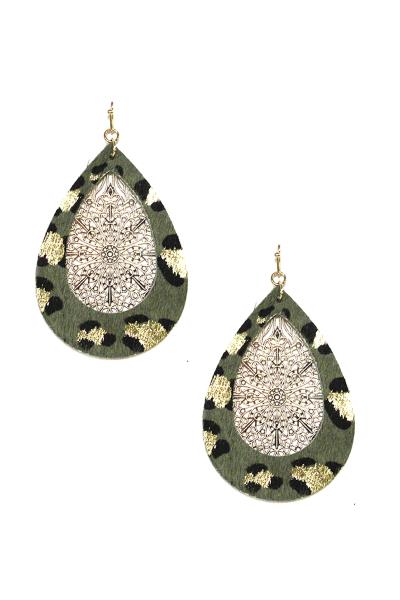 Haircalf Leopard Metal Pattern Dangle Earring
