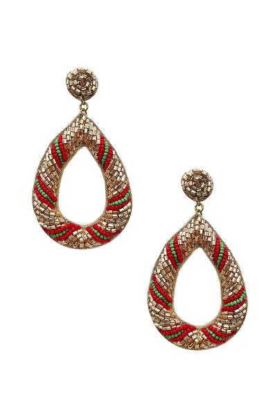 Open Tear Drop Crystallized Bead Earring