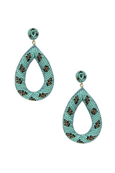 Pattern Bead Tear Shape Open Earring