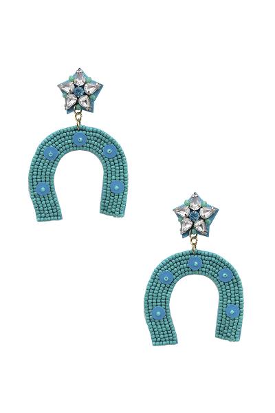 Crystal Floral Dangle Curved Down Bead Earring
