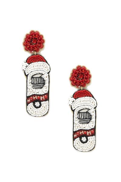 SEED BEAD CHRISTMAS SANTA DANGLE EARRING
