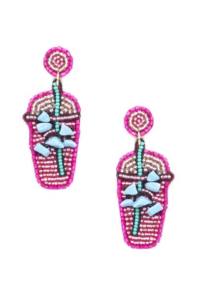 Seed Bead Coffee Drink Cups Dangle Earring