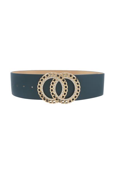DOUBLE CIRCLE CHAIN AND RHINESTONE TRIM DESIGN BELT