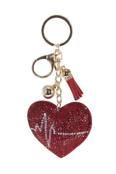RHINESTONE HEART TASSEL KEY CHAIN