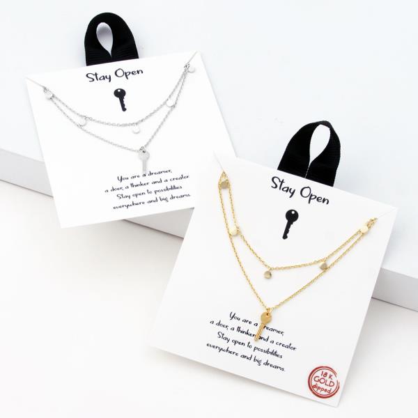 18K GOLD RHODIUM DIPPED STAY OPEN PENDANT NECKLACE
