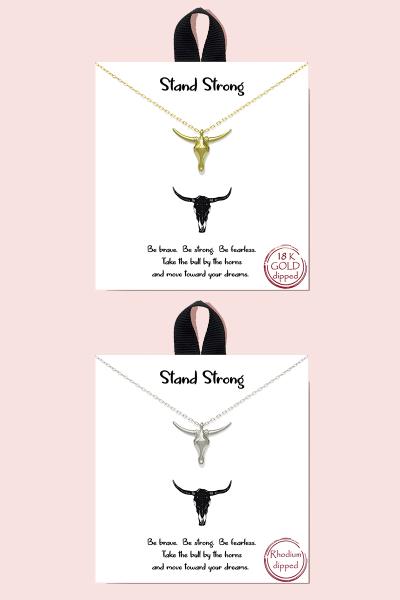 18K GOLD RHODIUM DIPPED STAND STRONG PENDANT NECKLACE