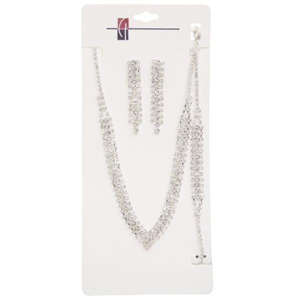 V Shape Rhinestone Necklace and Bracelet Set