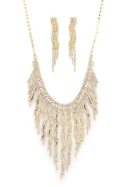 Wavy Rhinestone Necklace